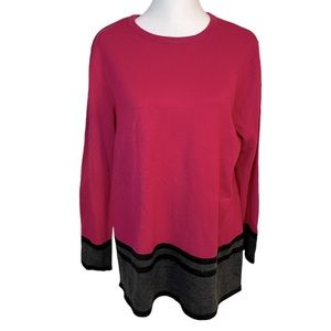 Requirements Tunic Sweater. Size M. Hot pink, gray and black.